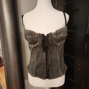 Vintage Dolce & Gabbana denim lace up bustier